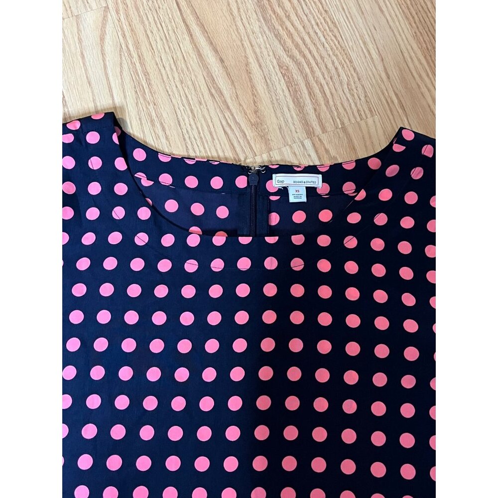 Gap X-SmallNavy & Pink Polka‎ Dot Dress